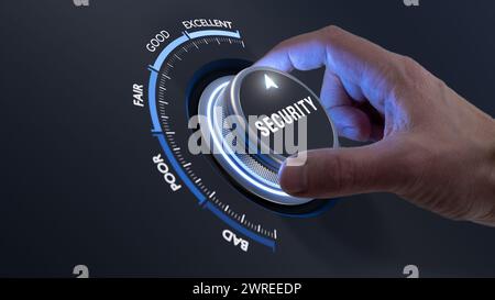 Maximize security online. Cybersecurity expert securing data through encryption, firewall and authentication. Trust a secure network for excellent IT Stock Photo