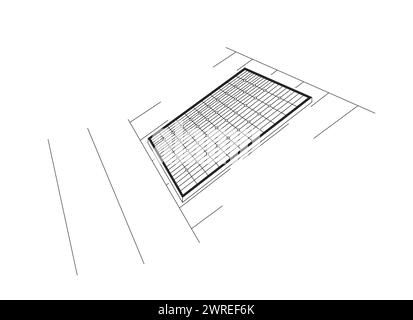 Rooftop solar energy system black and white 2D line cartoon object Stock Vector