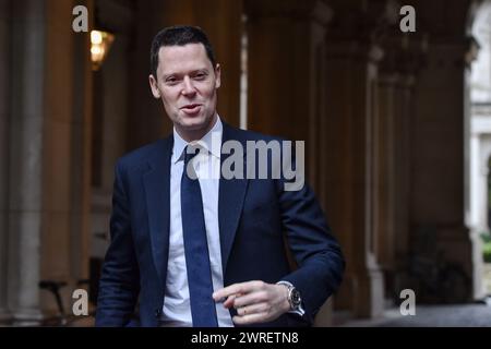 London, England, UK. 12th Mar, 2024. Justice Secretary ALEX CHALK arrives at Downing Street for a Cabinet Meeting. (Credit Image: © Thomas Krych/ZUMA Press Wire) EDITORIAL USAGE ONLY! Not for Commercial USAGE! Stock Photo