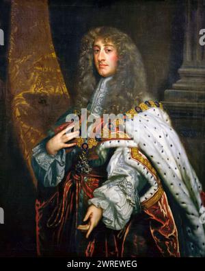 King James II of England and VII of Scotland (1633-1701) wearing Garter Robes, portrait painting in oil on canvas after Sir Peter Lely, 1650-1675 Stock Photo