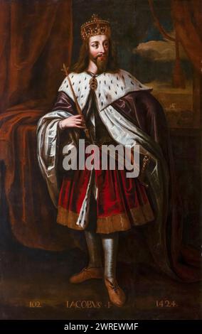 James I of Scotland (1394–1437), King of Scots 1406-1437, portrait painting in oil on canvas by Jacob Jacobsz de Wet II, 1684-1686 Stock Photo