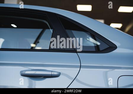back door of a gray car close-up. High quality photo Stock Photo
