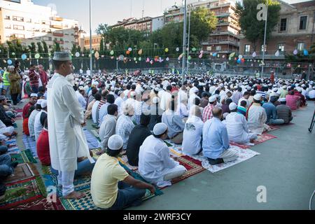 Madrid, Spain - September 10, 2010 : Muslims celebrating Eid al-Fitr which marks the end of the month of Ramadan, in Madrid, Spain. Stock Photo