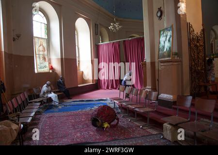 ADDIS ABABA, ETHIOPIA - NOVEMBER 29, 2011: Interior of the St.Georges Cathedral in Addis Ababa, Ethiopia. Built by italian prisoners of war, two emper Stock Photo