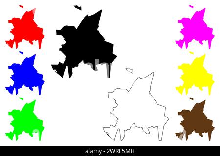 Ituiutaba city (Federative Republic of Brazil, Minas Gerais state) map vector illustration, scribble sketch Ituiutaba map Stock Vector