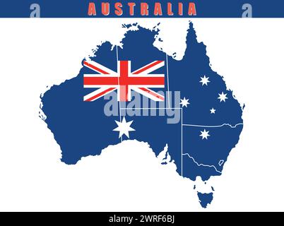 Australia map with flag. Vector illustration. Stock Vector