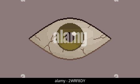 Pixel art eye. 8-bit retro video game style. Vector illustration Stock Vector