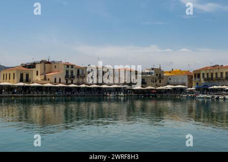 The historic Venetian Harbour at the heart of the Old Town Rethymno, Crete. Stock Photo