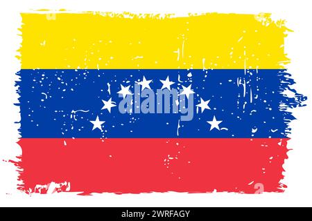 Venezuela flag - vector flag with stylish scratch effect and white grunge frame. Stock Vector