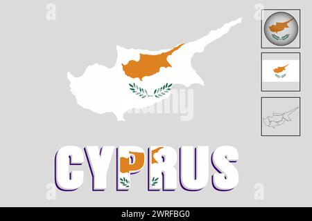 Cyprus flag and map in vector illustration Stock Vector