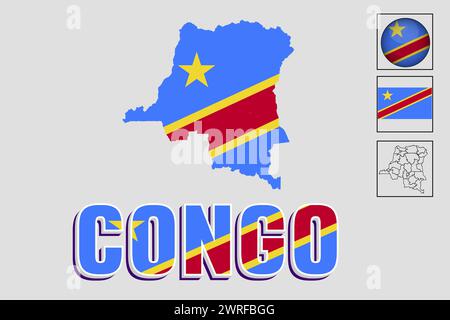 Congo flag and map in vector illustration Stock Vector Image & Art - Alamy