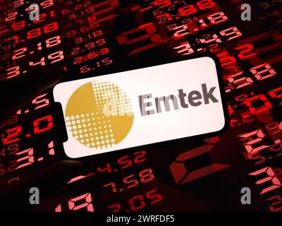 Konskie, Poland - March 11, 2024: A company logo displayed on mobile phone Stock Photo