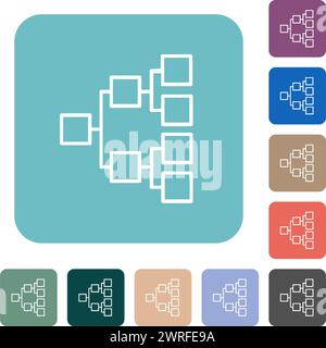 Organizational chart right outline white flat icons on color rounded square backgrounds Stock Vector