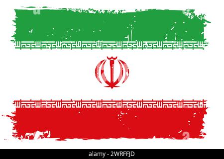 Iran flag - vector flag with stylish scratch effect and white grunge frame. Stock Vector