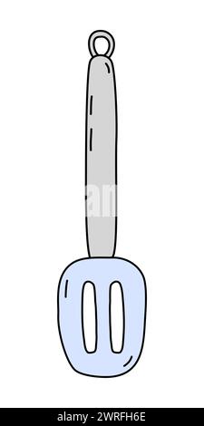 Slotted turner spatula, cooking or baking utensil, kitchen design element, vector illustration Stock Vector