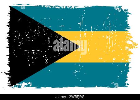 Bahamas flag - vector flag with stylish scratch effect and white grunge frame. Stock Vector