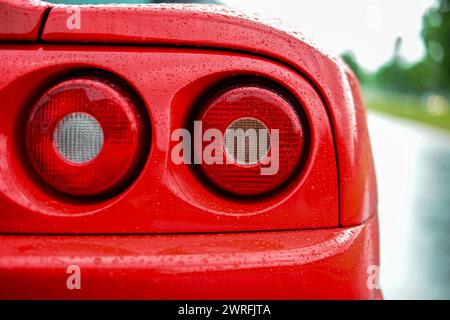 Riga, Latvia - June 21, 2015: Ferrari 360 Spider details close-up - rear lights Stock Photo