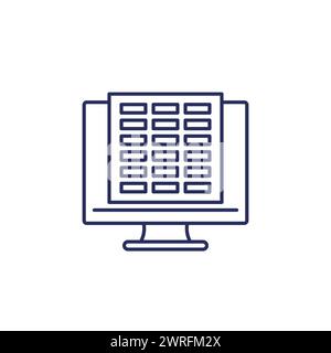 online spreadsheets line icon, vector Stock Vector