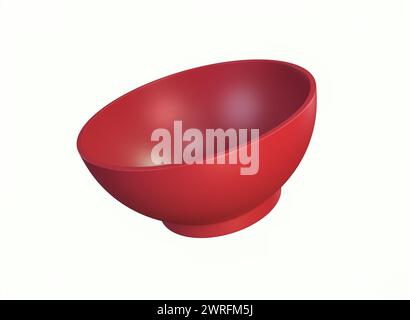 large red dish on a white background 3d rendering. Stock Photo