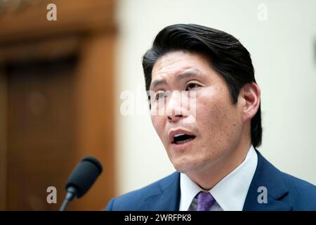 Washington, United States. 12th Mar, 2024. Former Special Counsel Robert Hur testifies before the House Judiciary Committee at the U.S. Capitol in Washington, DC on Tuesday, March 12, 2024. Hur investigated President Joe Biden's mishandling of classified documents. Photo by Bonnie Cash/UPI Credit: UPI/Alamy Live News Stock Photo