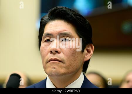 Robert K Hur, Special Counsel, testifies before the United States House Committee on the Judiciary concerning his report “Report of the Special Counsel on the Investigation Into Unauthorized Removal, Retention, and Disclosure of Classified Documents Discovered at Locations Including the Penn Biden Center and the Delaware Private Residence of President Joseph R. Biden, Jr” in the Rayburn House Office Building on Capitol Hill in Washington, DC on Tuesday, March 12, 2024.Credit: Ron Sachs/CNP/MediaPunch Stock Photo