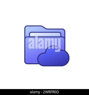 cloud folder icon with outline Stock Vector