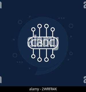 CBDC, digital currency line icon, vector Stock Vector