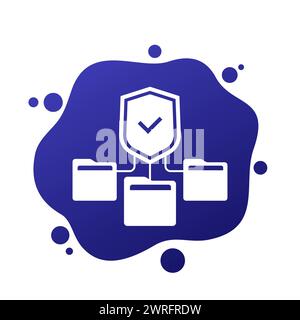 secure folders icon with a shield, vector Stock Vector