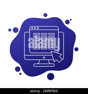 online spreadsheet icon, line vector Stock Vector