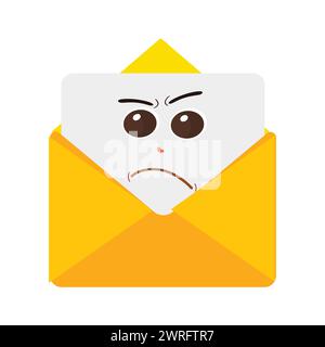 Envelope cartoon mascot character, Cartoon cupid points with a gesture of hand, retro comic message sticker, cute stylish design flat vector Stock Vector