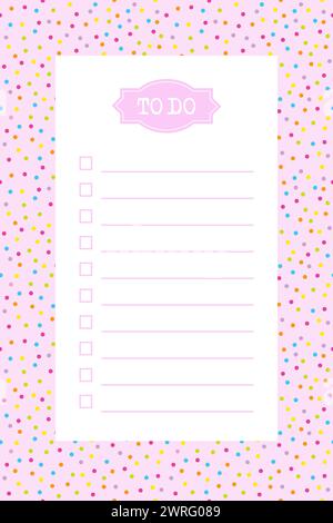 To do list blank template with check box, colorful confetti background Stock Vector