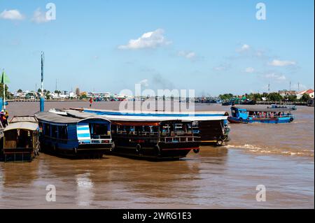 Tourist boats in the Mekong Delta in My Tho, Vietnam Stock Photo