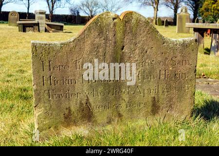 The gravestone of Samuel Hickin, St. Wilfrid's Church, Ribchester Stock Photo