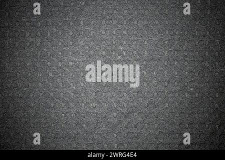 Checkered gray fabric texture with vignette effect, full frame close up Stock Photo