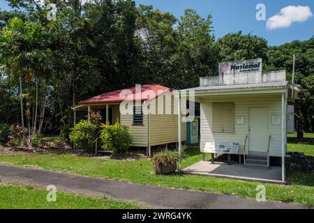 This branch of the National Australia Bank in Silkwood, Queensland (closed in 1999), is one of several which claim to be Australia's smallest bank. Stock Photo