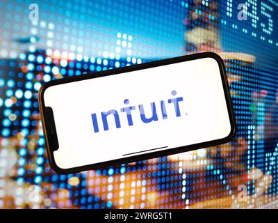 Poland. 04th Jan, 2024. In this photo illustration, the Intuit company logo is seen displayed on a smartphone screen. (Photo by Piotr Swat/SOPA Images/Sipa USA) *** Strictly for editorial news purposes only *** Credit: Sipa USA/Alamy Live News Stock Photo