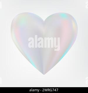 Holographic mother-of-pearl heart. Opal heart shape. Magic love talisman. Stock Vector