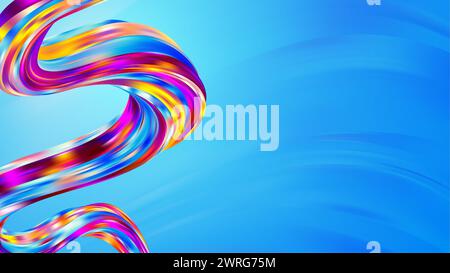 3D twisted iridescent line. Intertwined abstract liquid geometric shapes Stock Vector