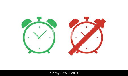 Alarm Clock Icon. Vector isolated green and red editable illustration Stock Vector
