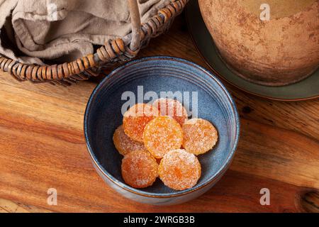 Salt-cured egg yolks are a concentrated burst of flavor and texture, made by curing egg yolks in salt.The cured yolks offer a delightful textural cont Stock Photo