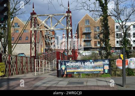 Wapping Wharf seen from the end of the Gaol Ferry Bridge in Bristol, England, United Kingdom. 26th February 2024. Stock Photo