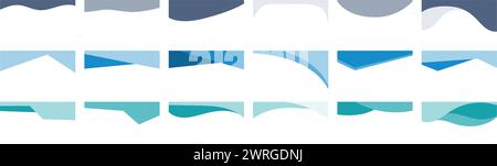 Array of varied shapes designed for website headers or footers. Template for separating elements on a landing page design. Uncomplicated heading in a Stock Vector