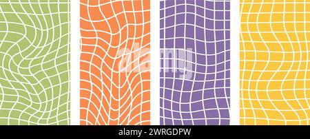 Set on Vertical Social media stories or Banner Checkerboard Background. Aesthetic Y2K Abstract Pattern, 70s Vibes Stock Vector