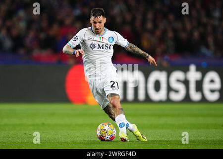 Barcelona, Spain. 12th Mar, 2024. Politano of SSC Napoliduring the UEFA Champions League match, Round of 16, second leg, between FC Barcelona and SSC Napoli played at Camp Nou Stadium on March 12, 2024 in Barcelona Spain. (Photo by Bagu Blanco/PRESSINPHOTO) Credit: PRESSINPHOTO SPORTS AGENCY/Alamy Live News Stock Photo
