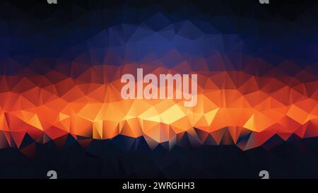 Vector sunset Low poly abstract blue and orange background, trendy, geometric, business luxury polygonal wallpaper, triangle modern style poster Stock Vector