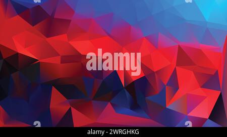 Vector Low poly abstract blue and red background, trendy, geometric, business luxury polygonal wallpaper, triangle modern style poster Stock Vector