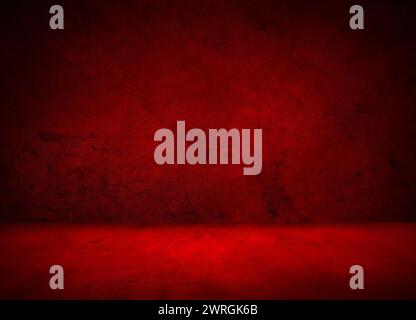 Dark red textured concrete grunge floor and wall background Stock Photo