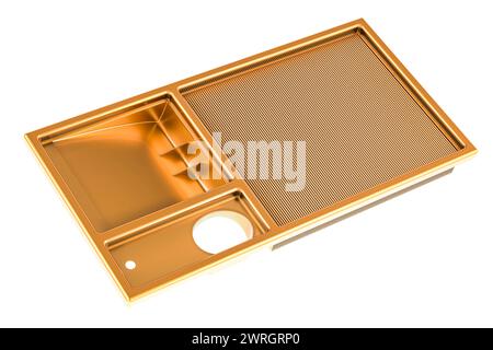 Golden Air Filter for car, 3D rendering isolated on white background Stock Photo