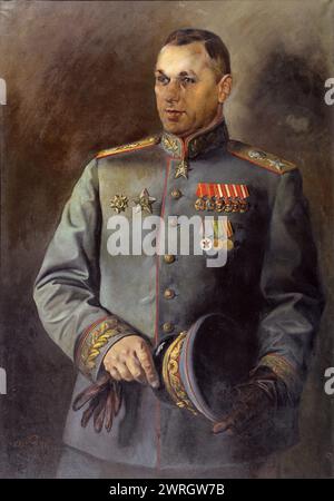 Portrait of the Marshal of Soviet Union and Poland Konstantin Rokossovsky (1896-1968), 1944. Found in the collection of the Regional Art Museum, Kurgan. Stock Photo