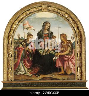 Madonna and Child with Saints Stephen and John the Baptist (Pala dell'Udienza), 1502-1503. Found in the Collection of the Palazzo Pretorio, Prato. Stock Photo